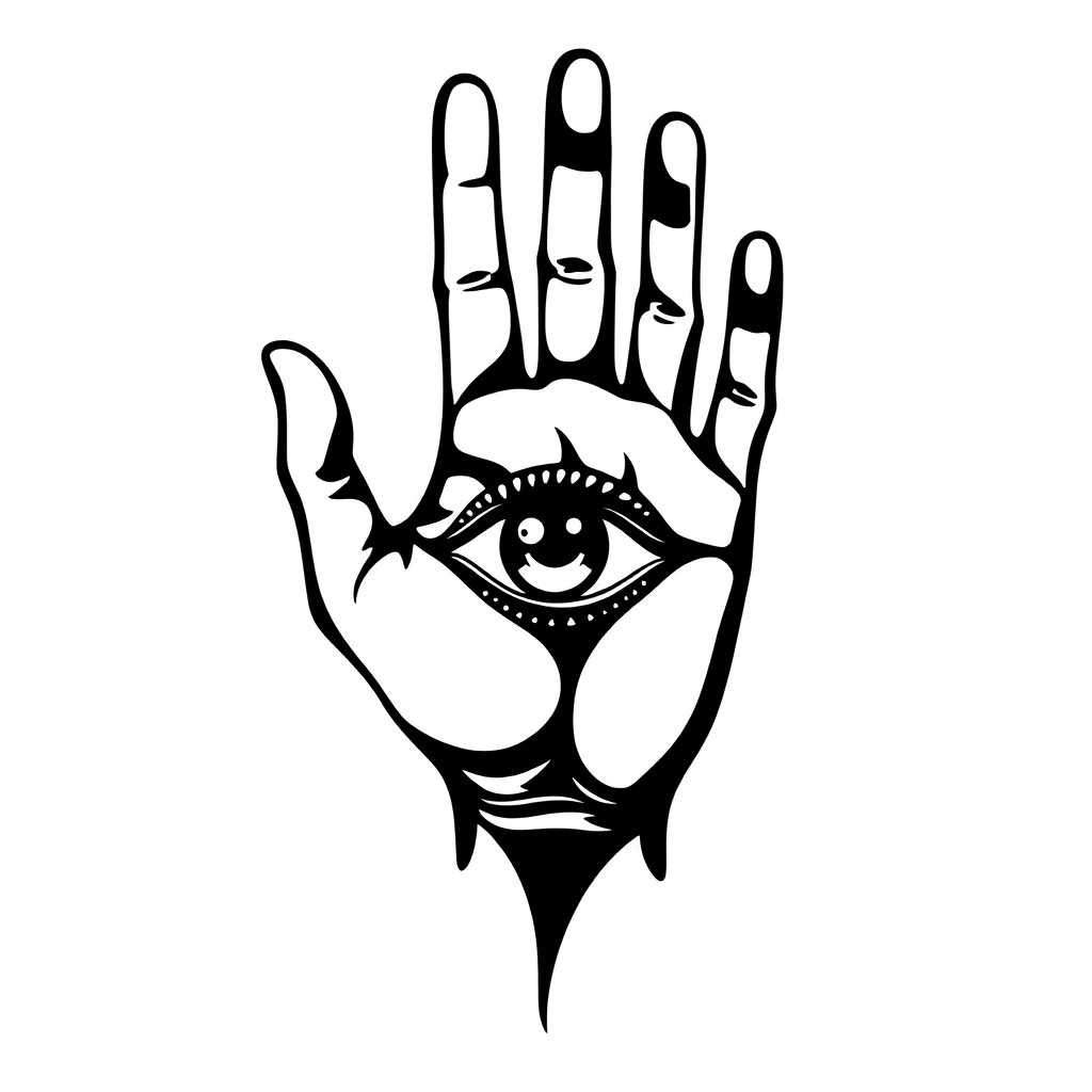 Tatouage main en style blackwork