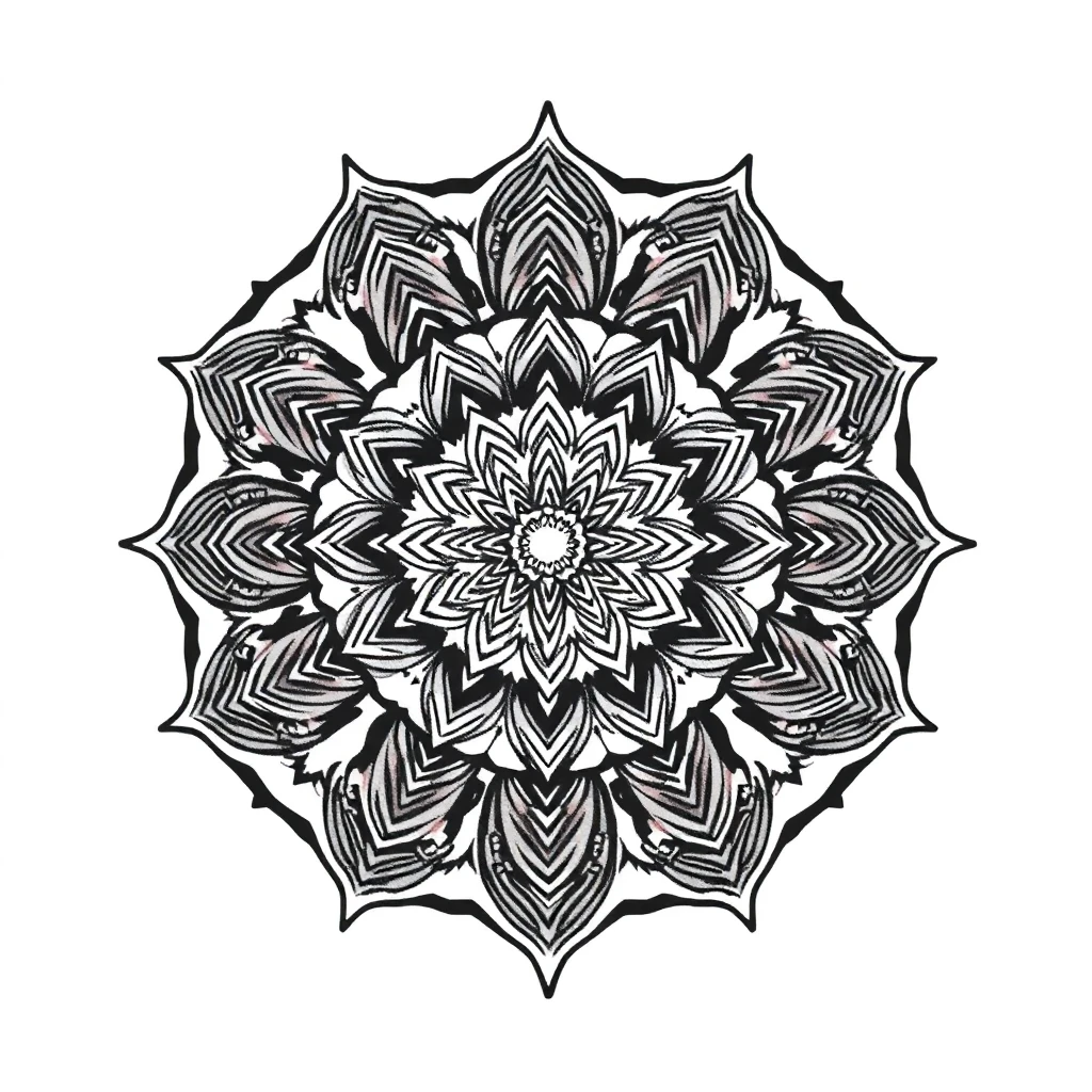 Tatouage mandala en style anime, design généré par IA