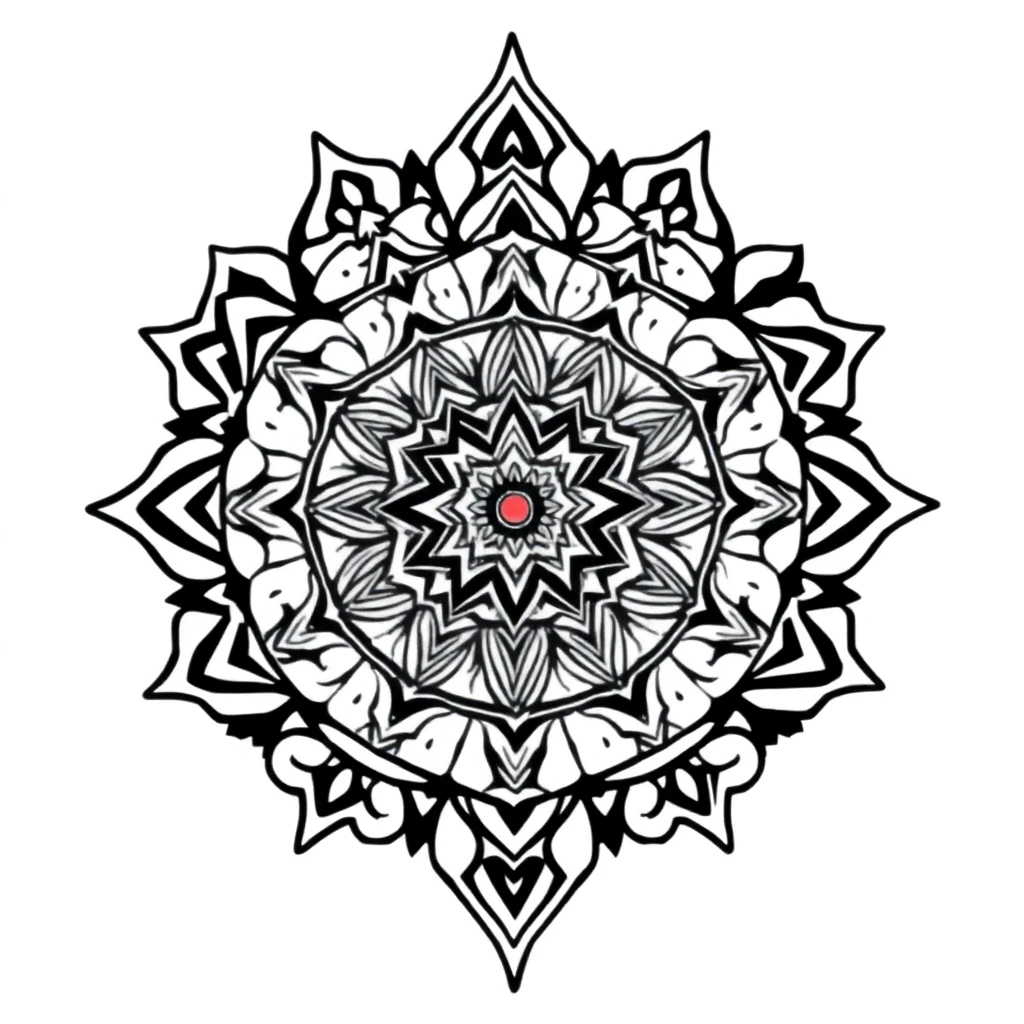 Tatouage mandala en style cartoon, design généré par IA