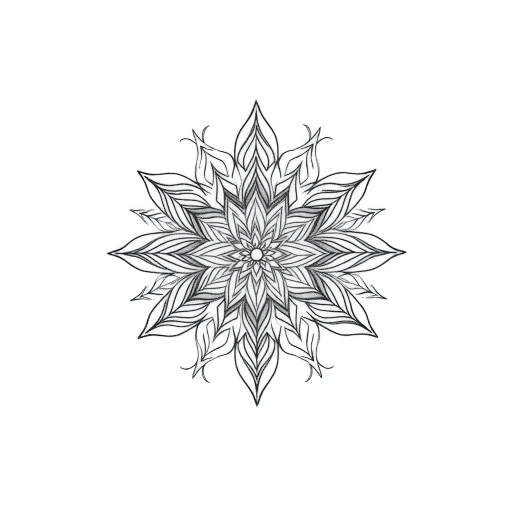 Tatouage mandala en style fineline, design généré par IA