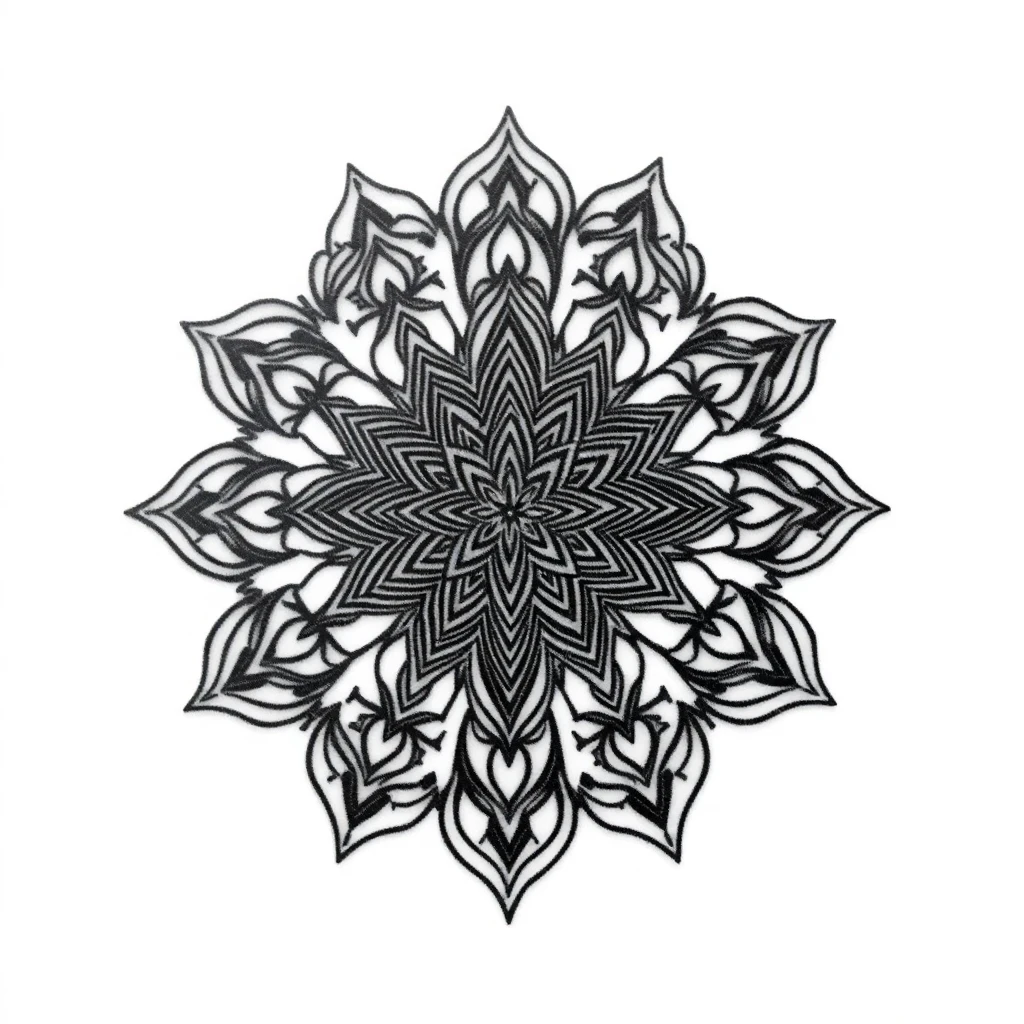 Tatouage mandala en style micro-réalisme, design généré par IA