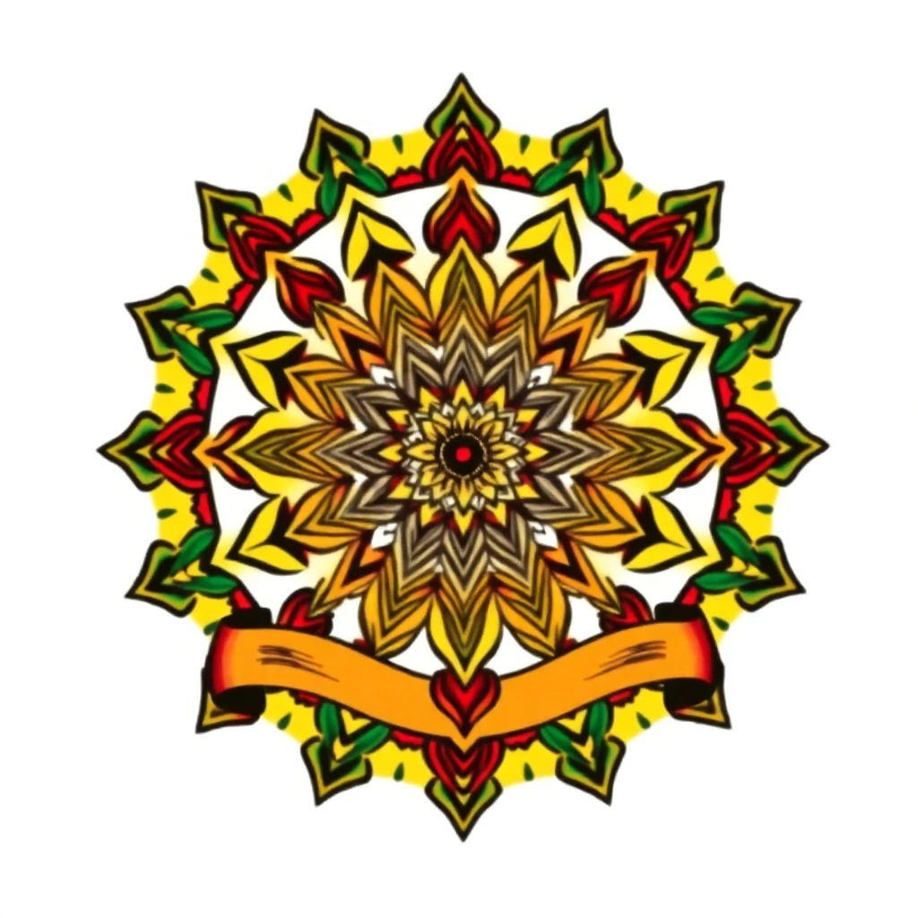Tatouage mandala en style old school, design généré par IA