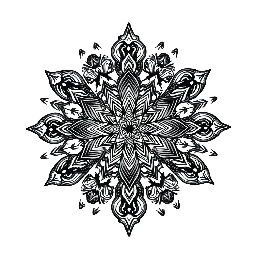 Tatouage mandala en style ornemental, design généré par IA