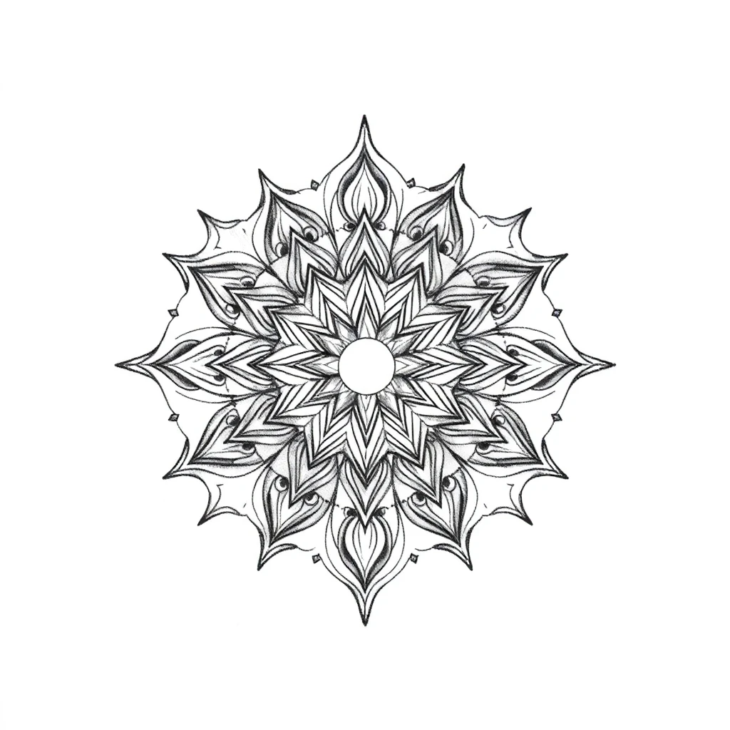 Tatouage mandala en style sketch, design généré par IA