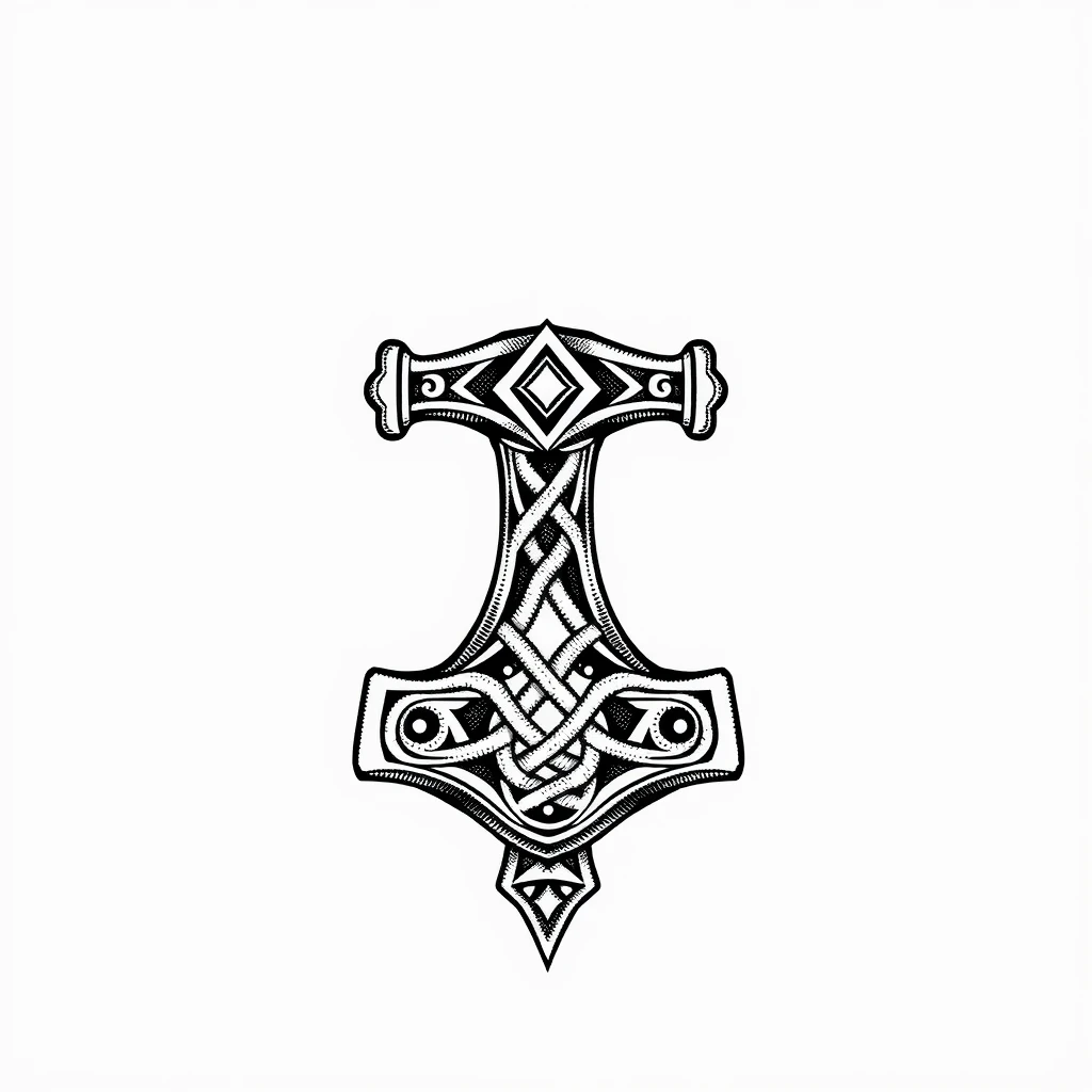 Tatouage marteau en style dotwork