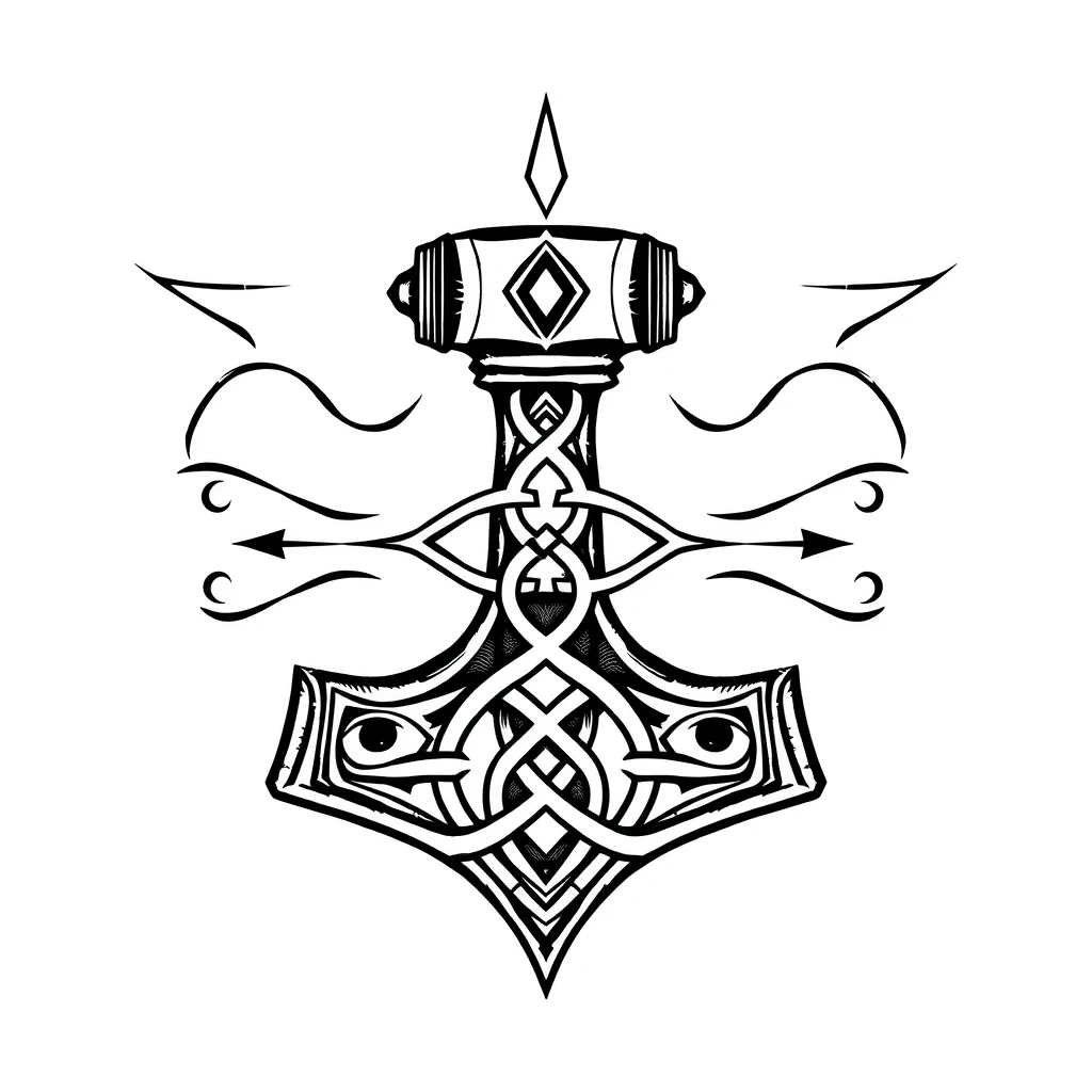Tatouage marteau en style géométrique