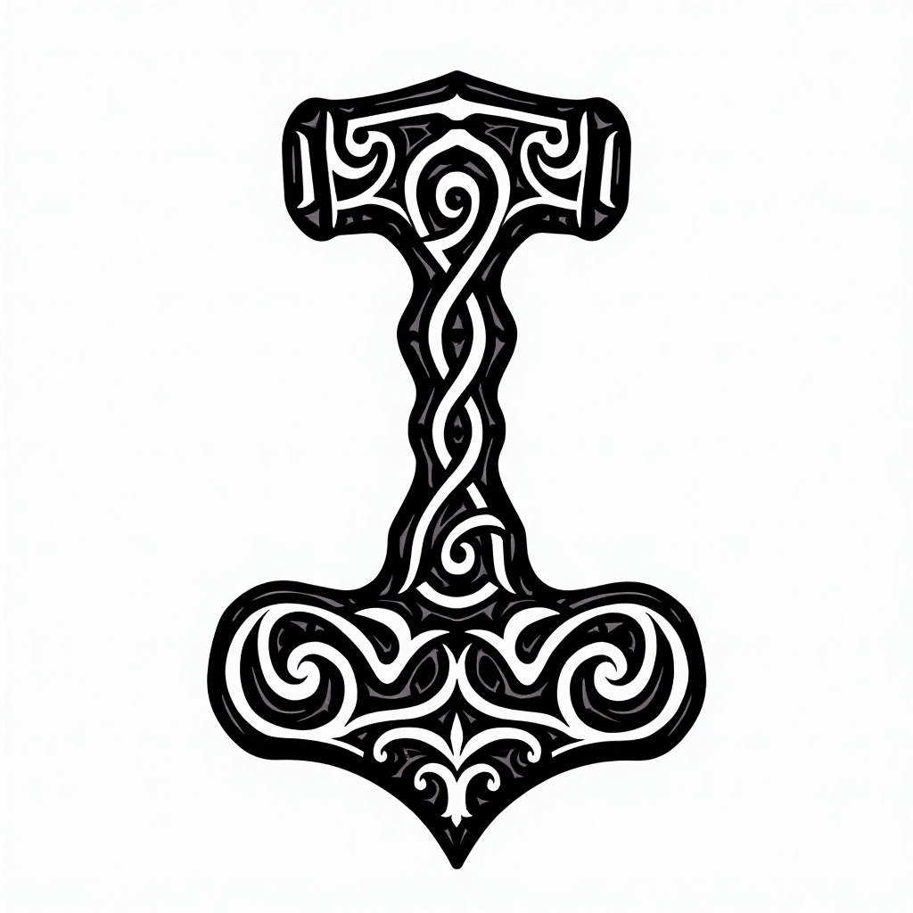 Tatouage marteau en style maori, design généré par IA