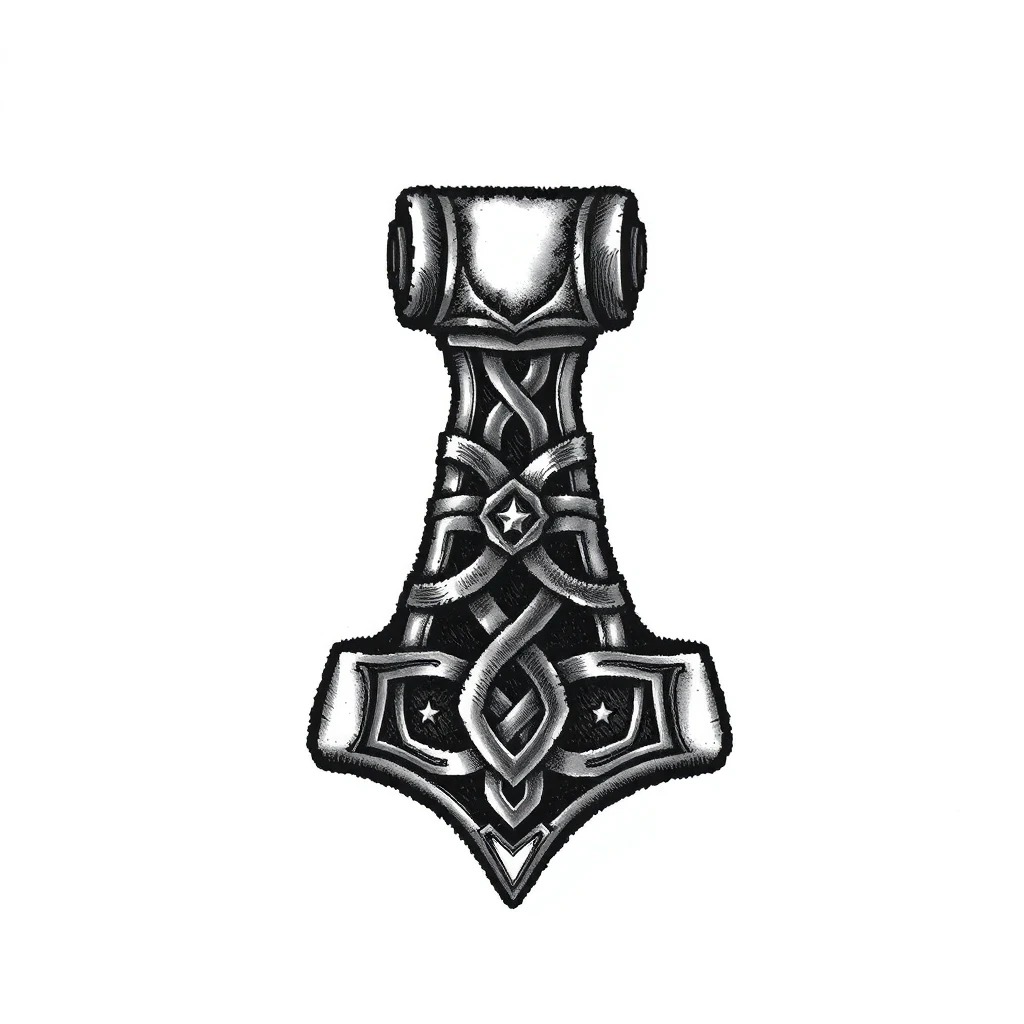 Tatouage marteau en style micro-réalisme, design généré par IA
