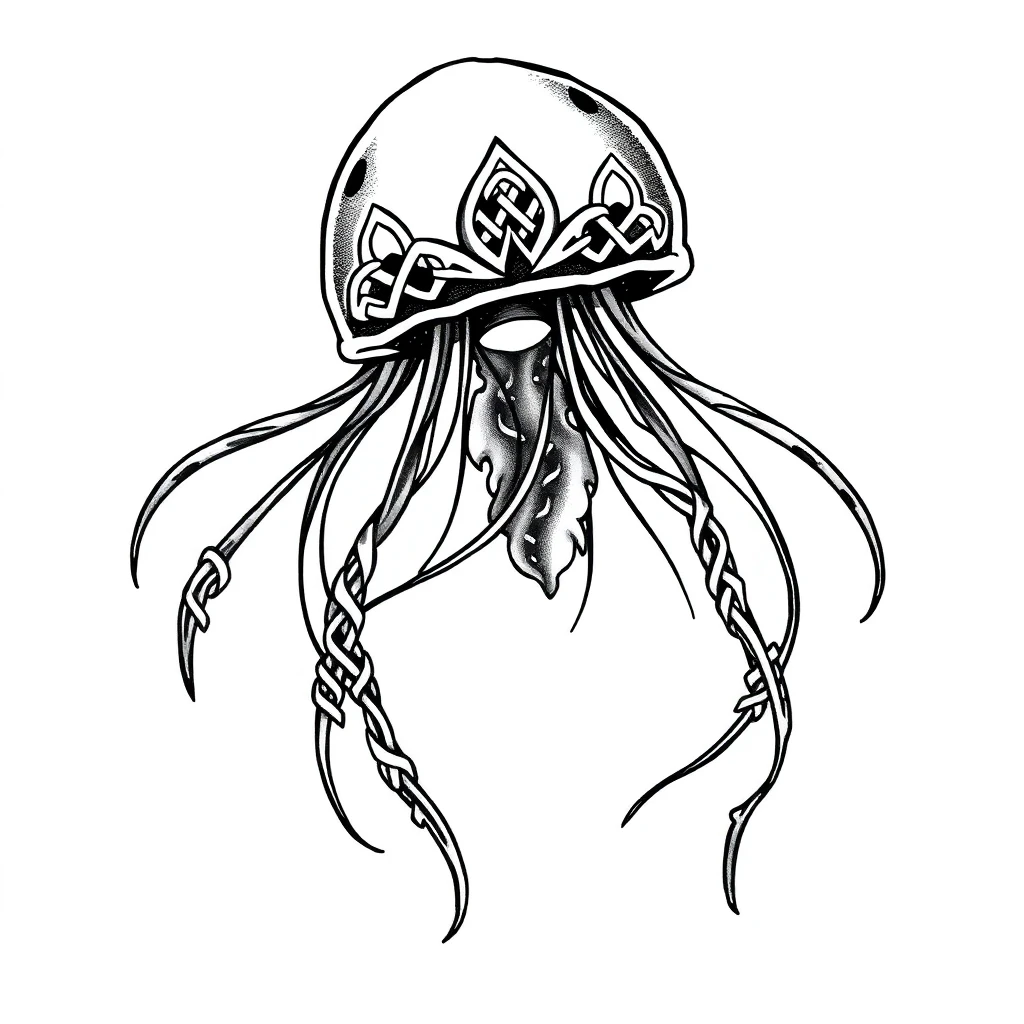 Tatouage méduse en style celtique, design généré par IA
