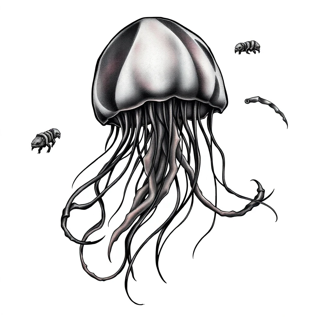 Tatouage méduse en style horror, design généré par IA