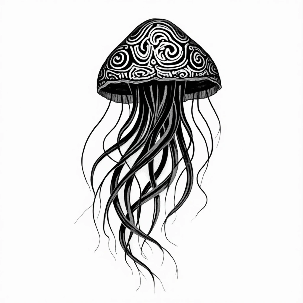Tatouage méduse en style maori, design généré par IA