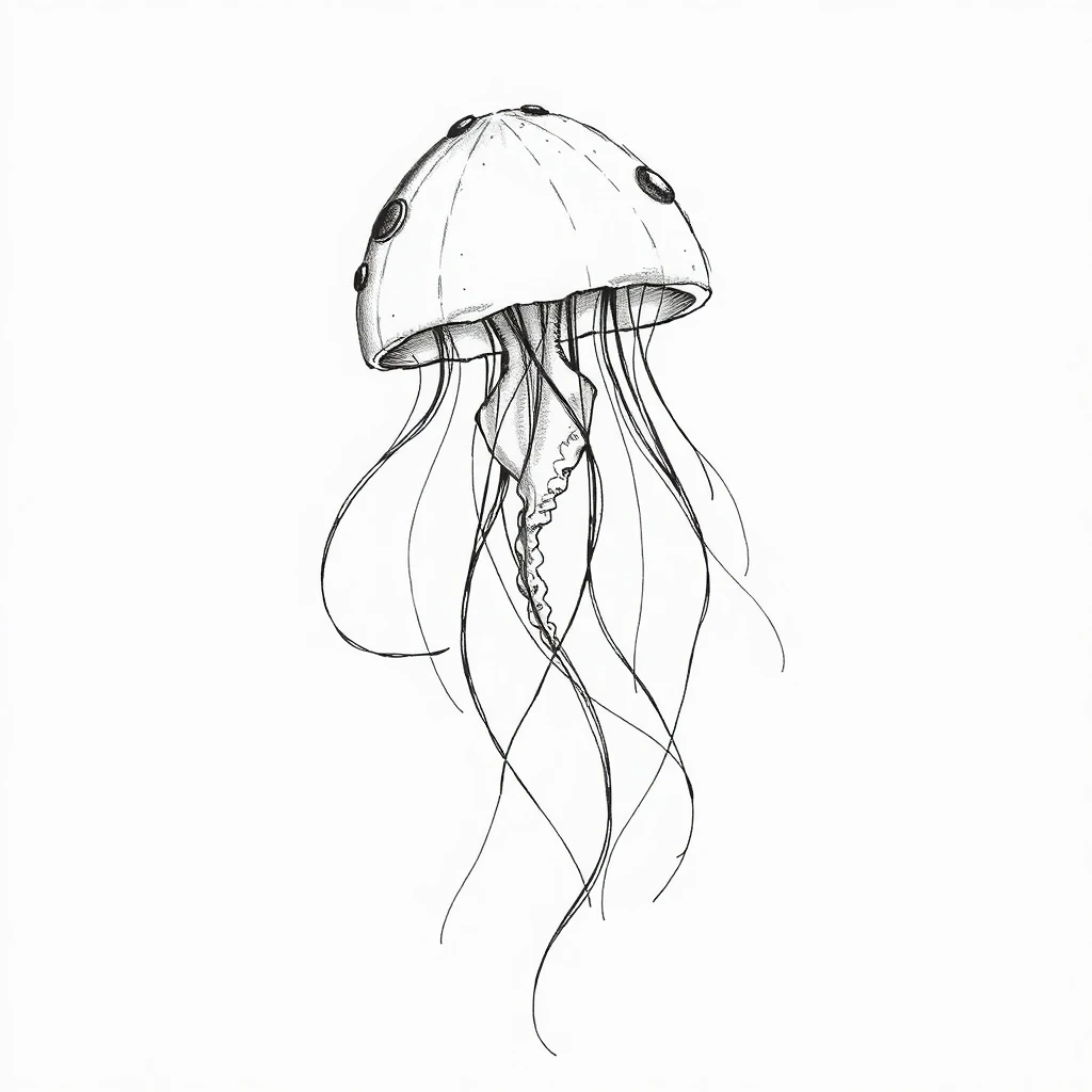 Tatouage méduse en style sketch, design généré par IA