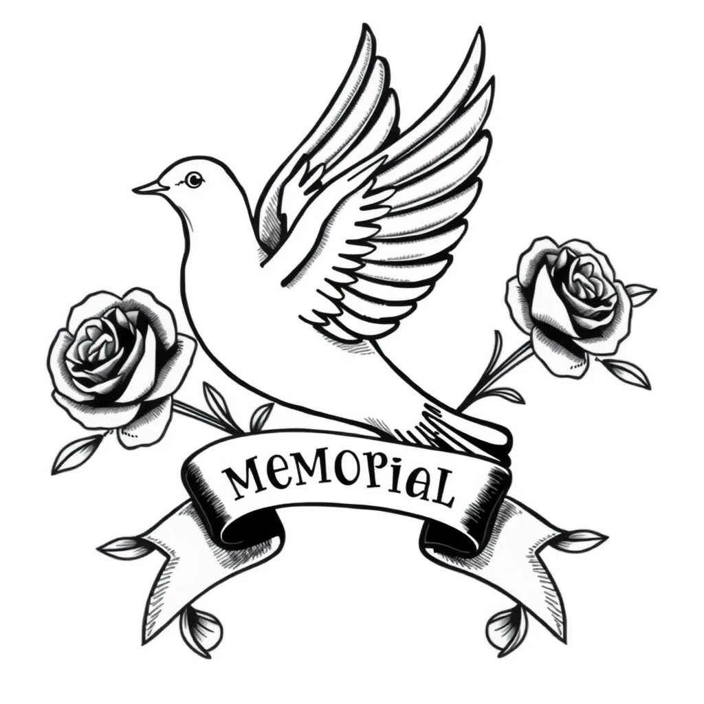 Tatouage memorial en style blackwork