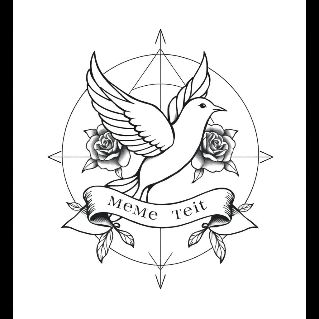 Tatouage memorial en style géométrique