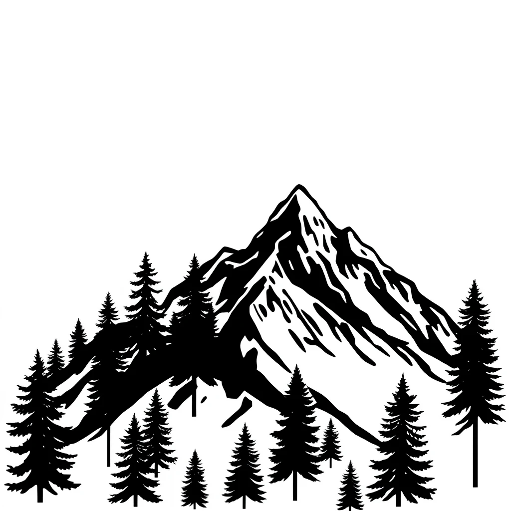 Tatouage montagne en style blackwork