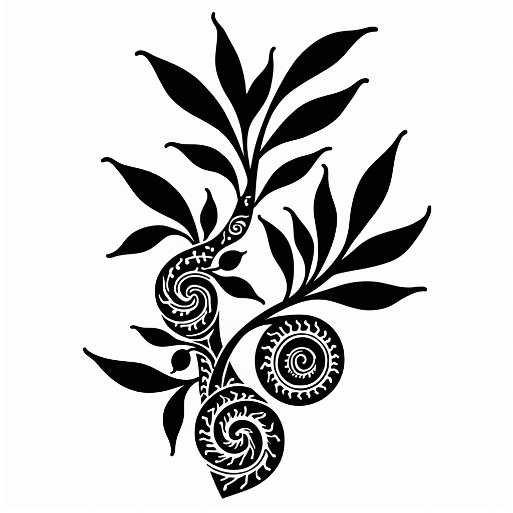 Tatouage olivier en style maori, design généré par IA