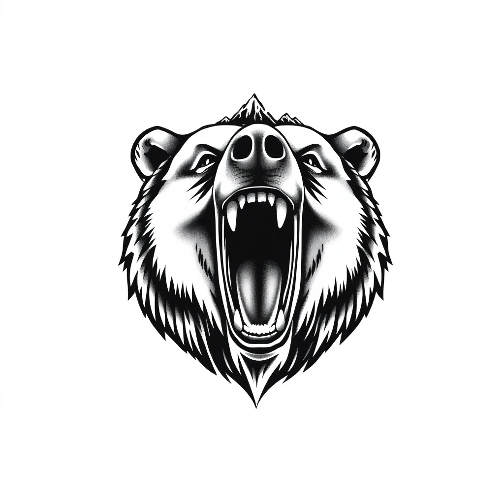Tatouage ours en style black and gray, design généré par IA