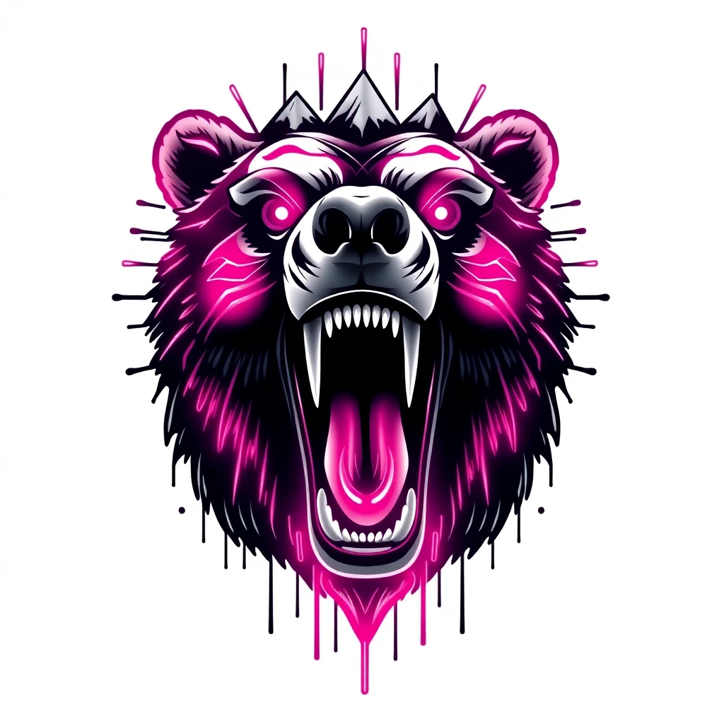Tatouage ours en style cyberpunk, design généré par IA