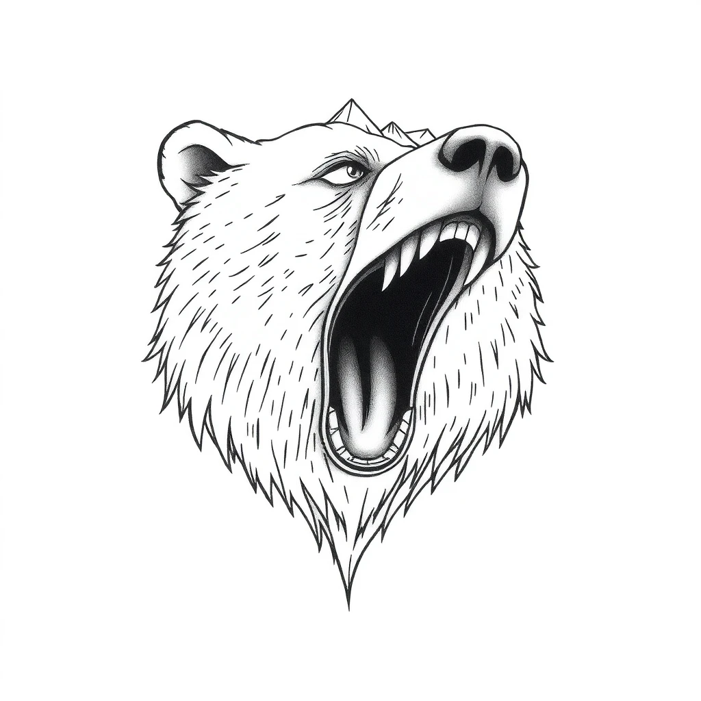 Tatouage ours en style fineline, design généré par IA