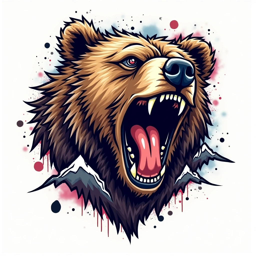 Tatouage ours en style graffiti, design généré par IA