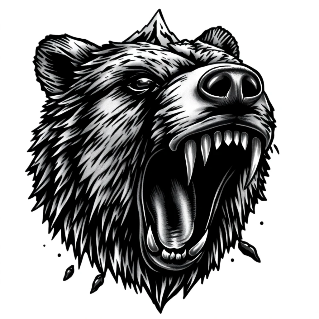 Tatouage ours en style horror, design généré par IA