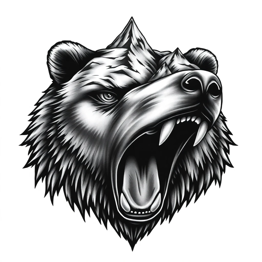 Tatouage ours en style réaliste, design généré par IA