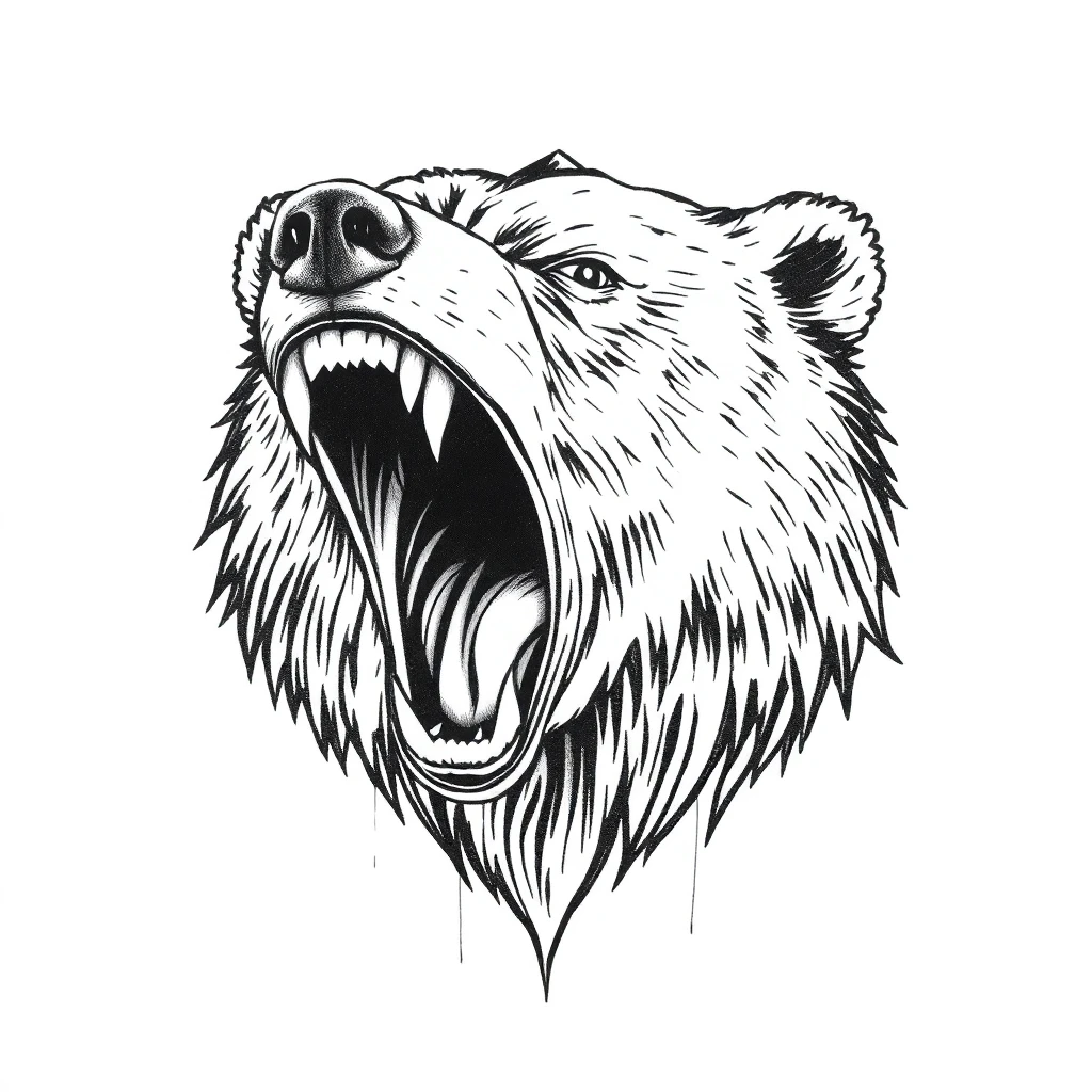 Tatouage ours en style sketch, design généré par IA