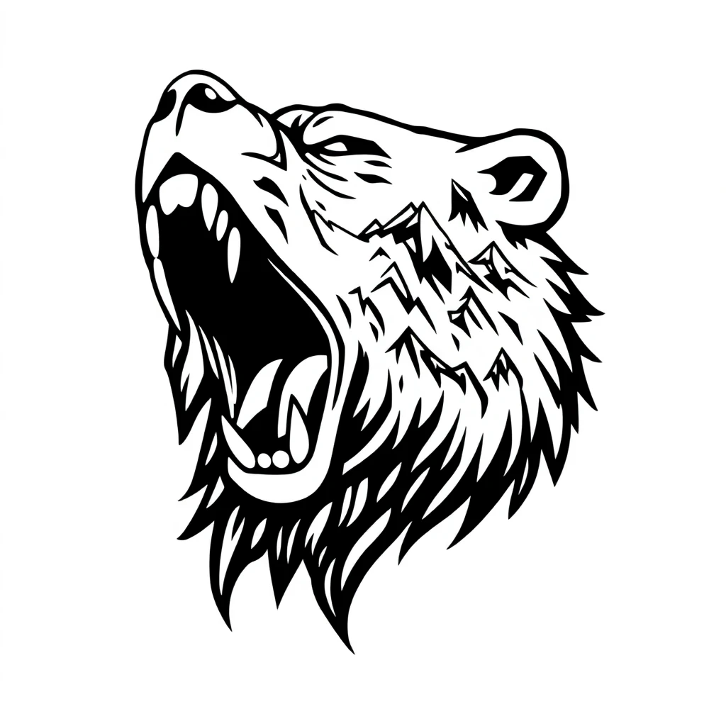 Tatouage ours en style tribal, design généré par IA