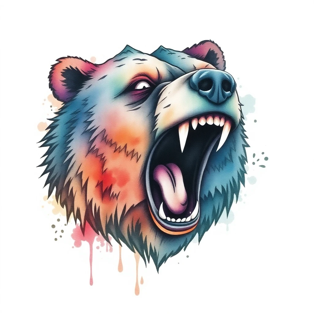 Tatouage ours en style watercolor, design généré par IA