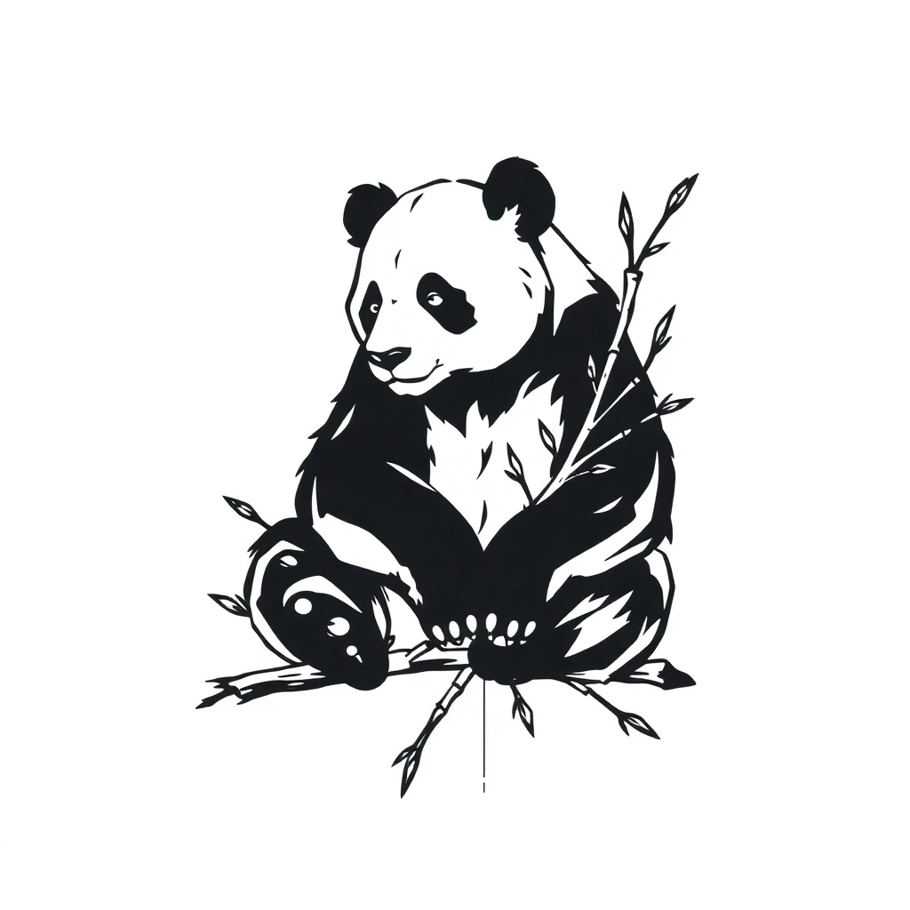 Tatouage panda en style abstrait, design généré par IA