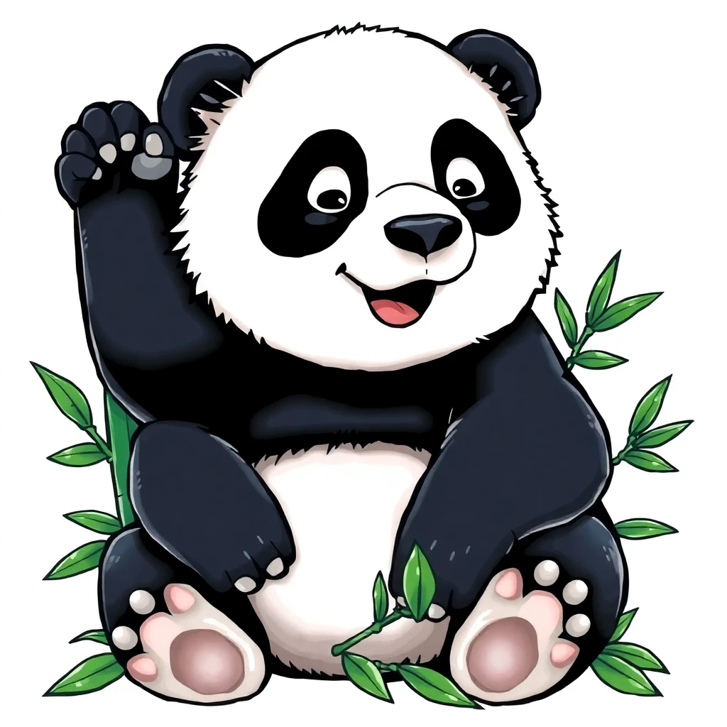 Tatouage panda en style anime, design généré par IA