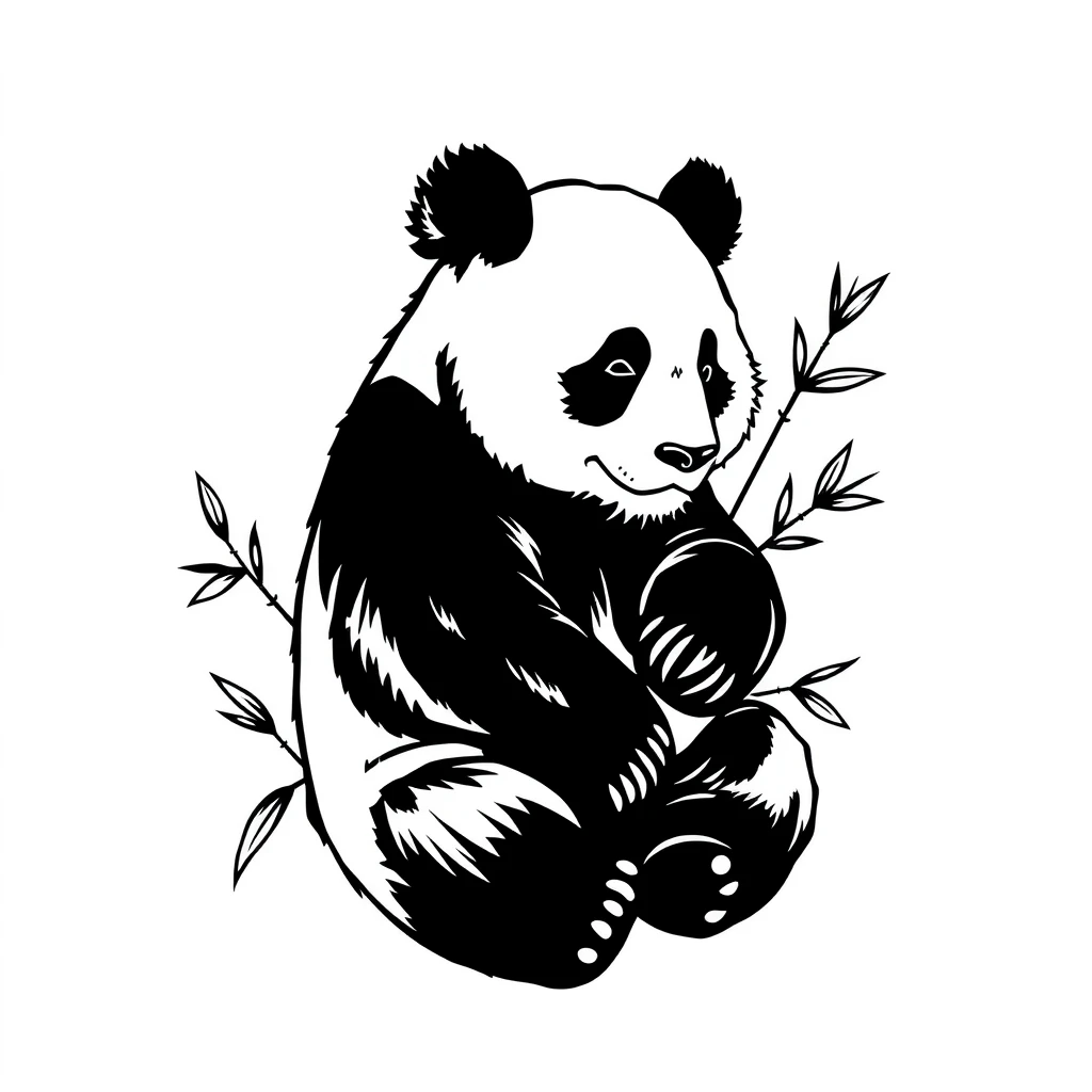 Tatouage panda en style blackwork
