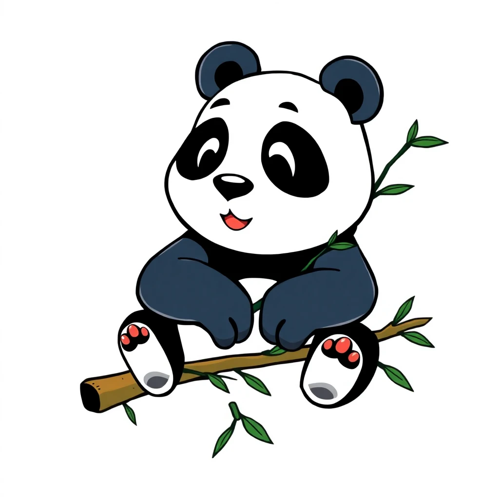 Tatouage panda en style cartoon, design généré par IA