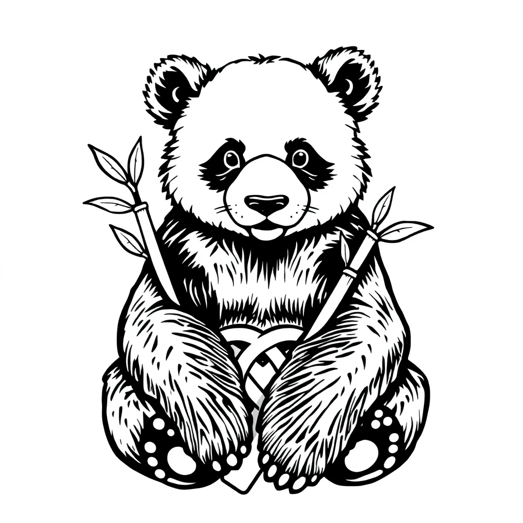 Tatouage panda en style celtique, design généré par IA