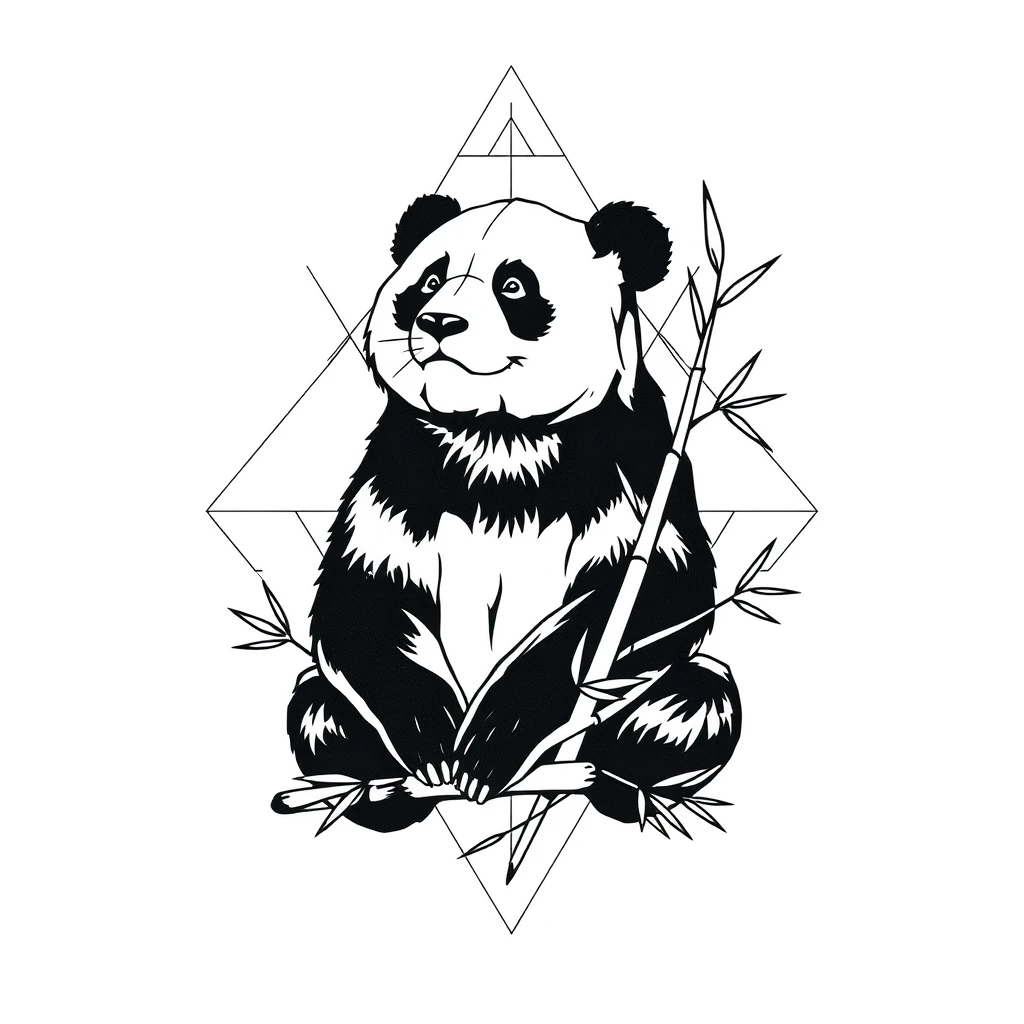 Tatouage panda en style géométrique