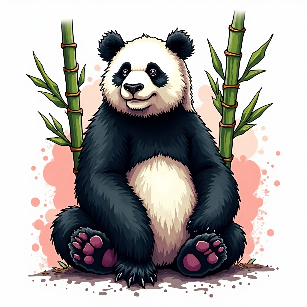 Tatouage panda en style graffiti, design généré par IA