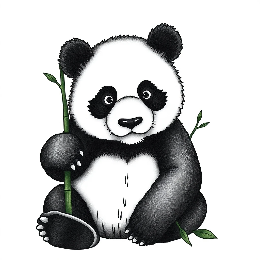 Tatouage panda en style micro-réalisme, design généré par IA