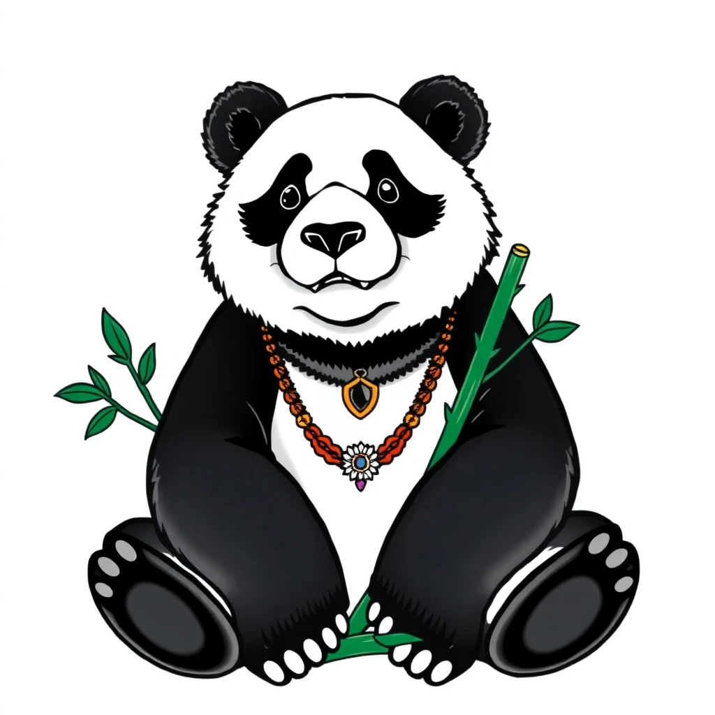 Tatouage panda en style néo-traditionnel, design généré par IA