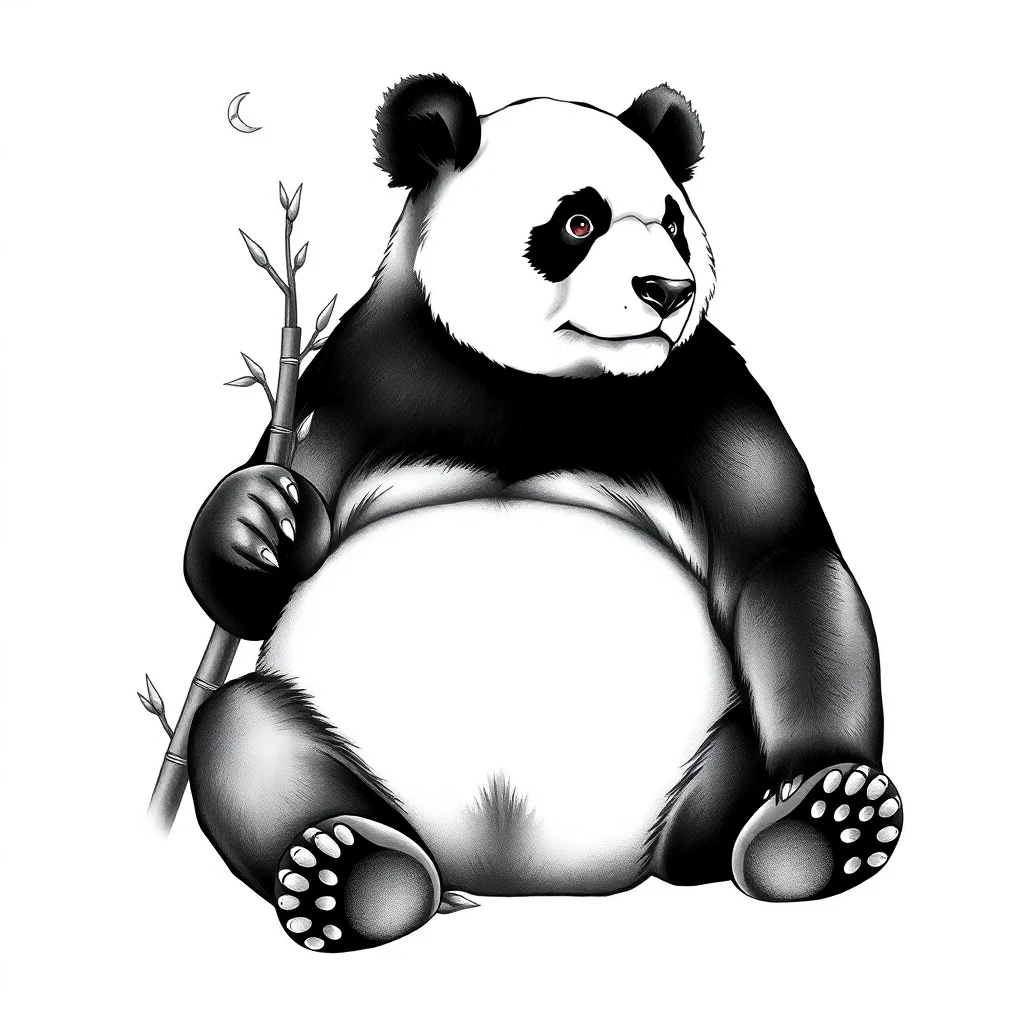 Tatouage panda en style réaliste, design généré par IA