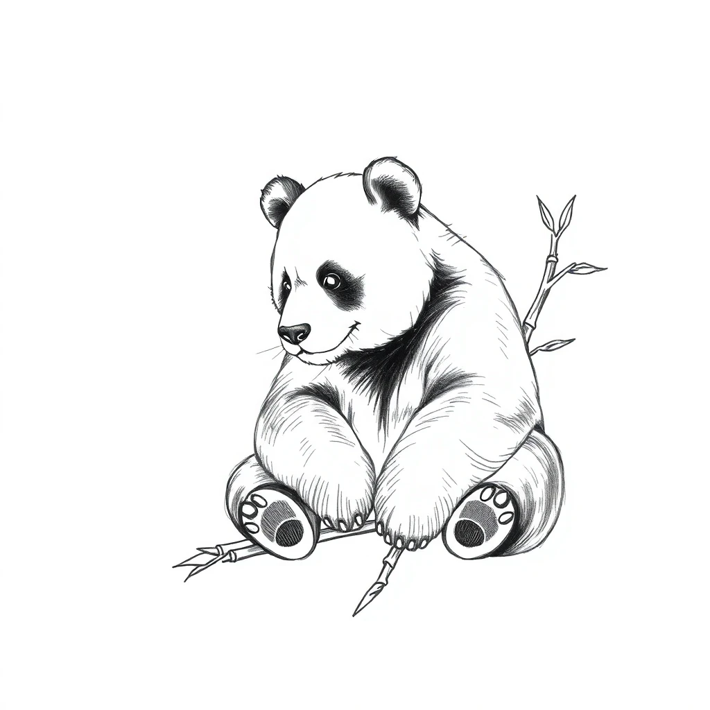 Tatouage panda en style sketch, design généré par IA
