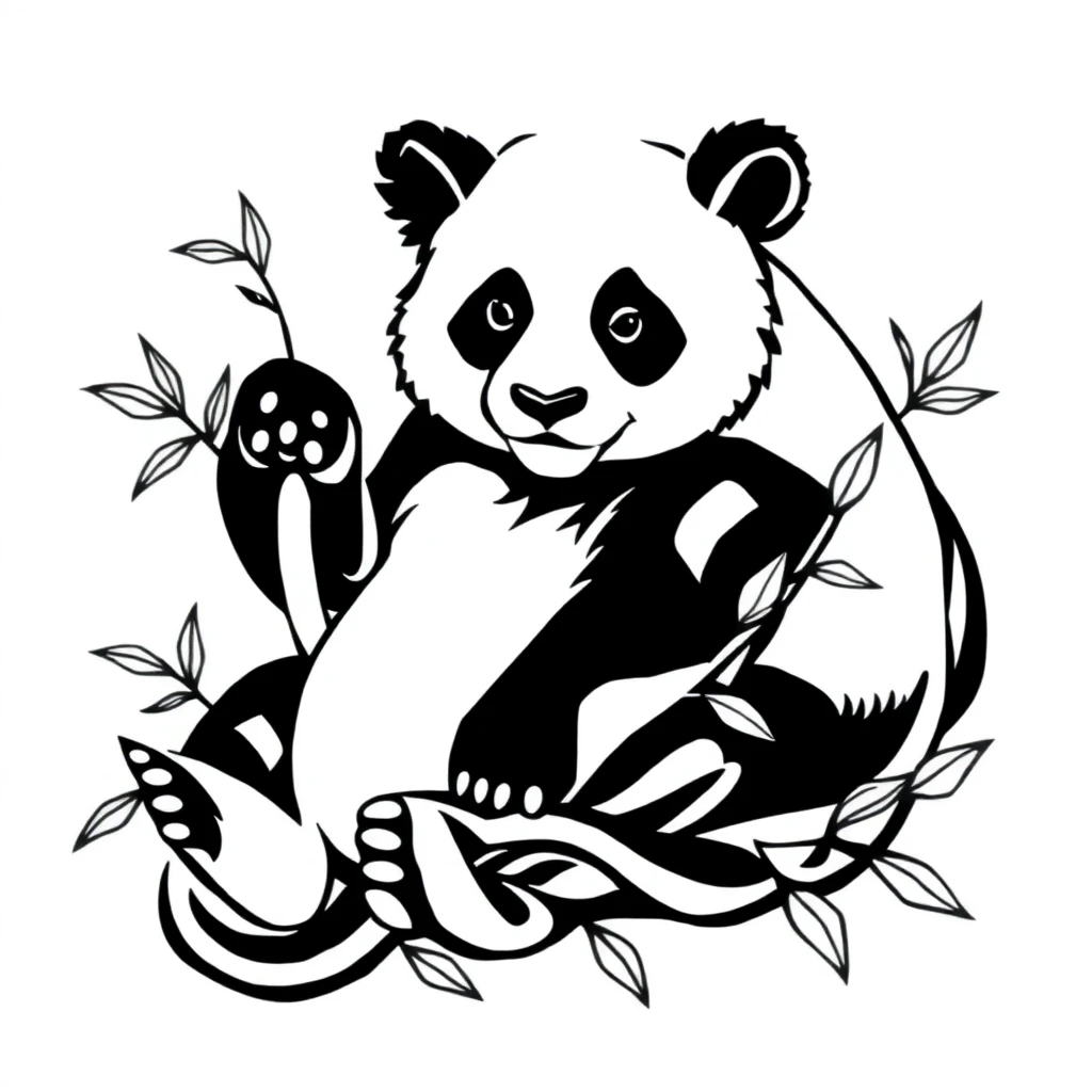 Tatouage panda en style tribal, design généré par IA