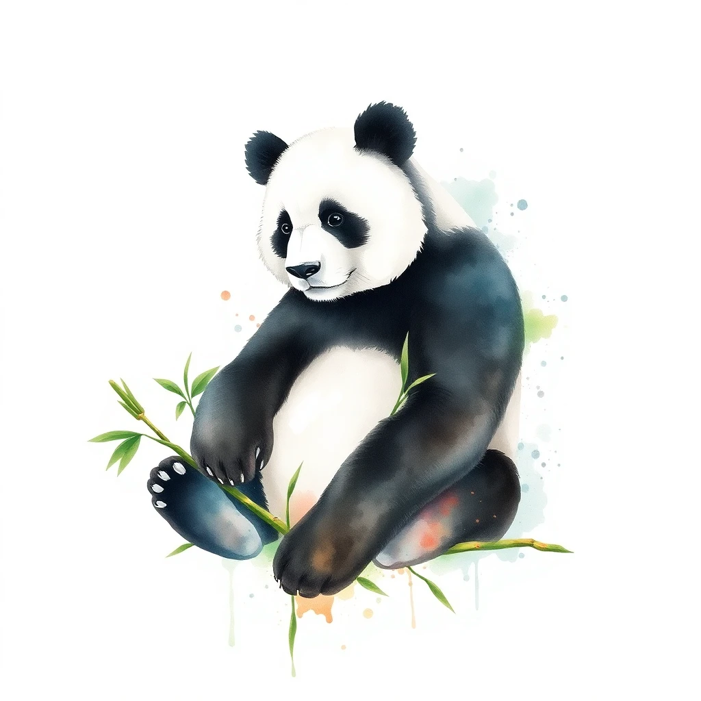 Tatouage panda en style watercolor, design généré par IA
