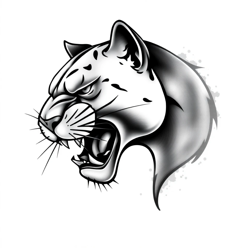 Tatouage panthère en style black and gray, design généré par IA