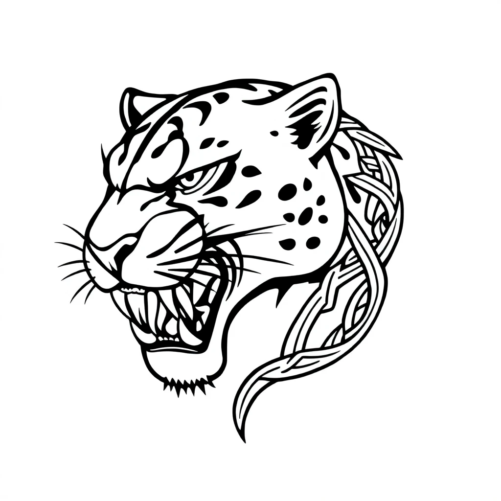 Tatouage panthère en style celtique, design généré par IA