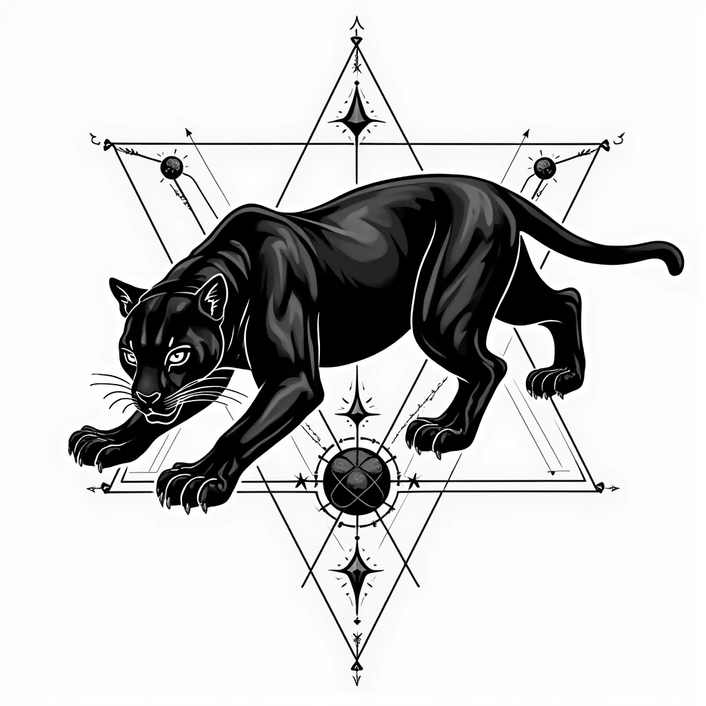 Idée de tatouage panthère en géométrique pour le biceps