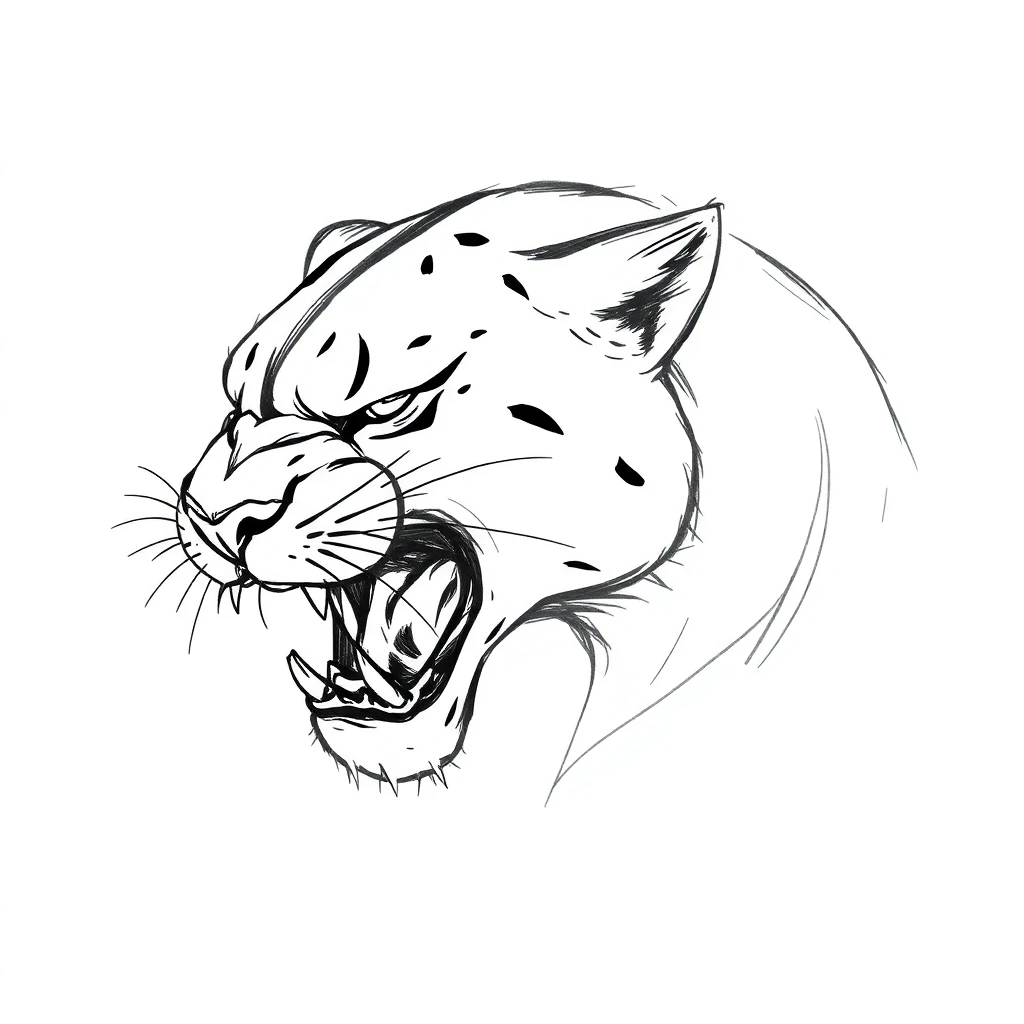 Tatouage panthère en style sketch, design généré par IA