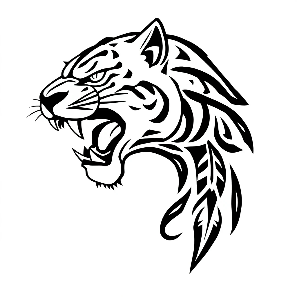 Tatouage panthère en style tribal, design généré par IA