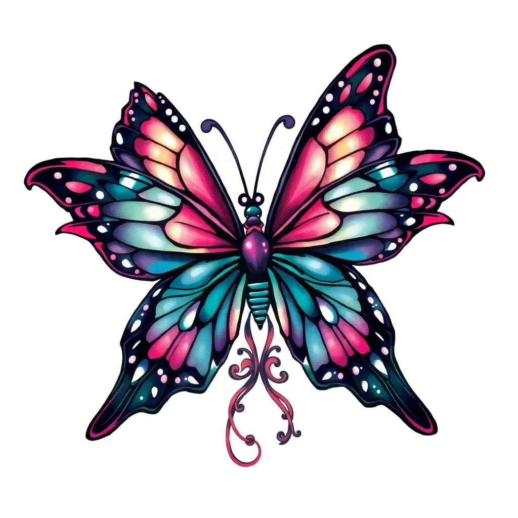 Tatouage papillon en style anime, design généré par IA