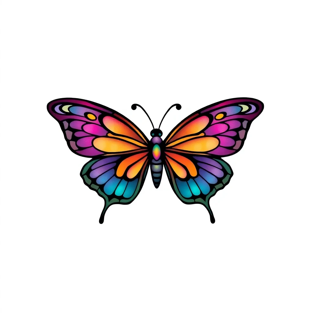 Tatouage papillon en style cartoon, design généré par IA