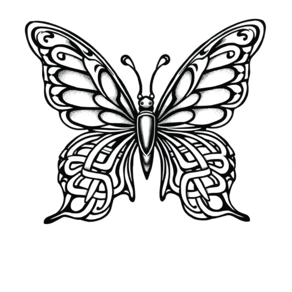 Tatouage papillon en style celtique, design généré par IA